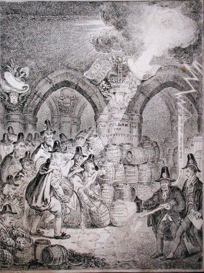 De oppositie probeert het parlement op te blazen, uitgegeven door Thomas McLean in 1835 door Robert (after) Seymour