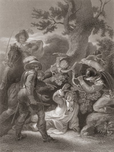 Hertog van Monmouth gevangen na de Slag bij Sedgemoor. Uit De Geschiedenis van Engeland gepubliceerd 1859. door Robert (after) Smirke