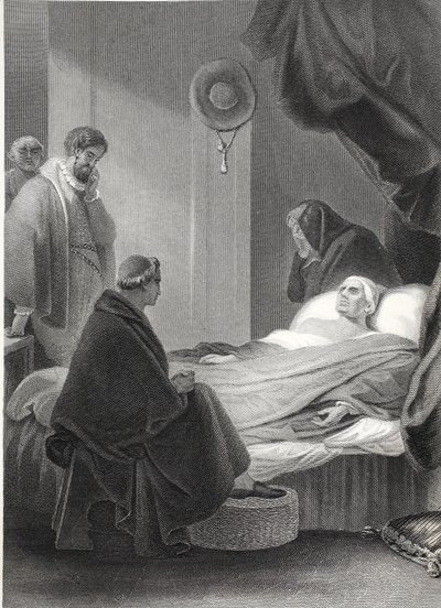 De Dood van Kardinaal Wolsey, gegraveerd door A.H. Payne door Robert (after) Smirke