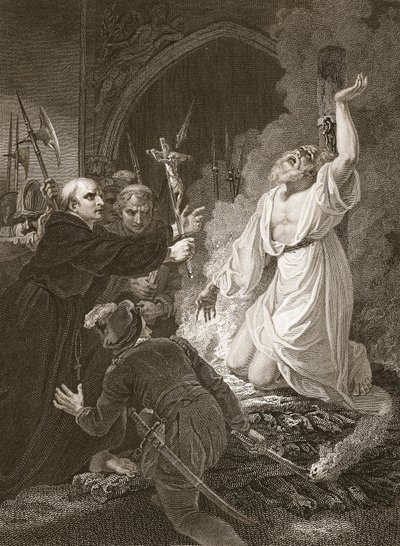 Het Martelaarschap van Aartsbisschop Cranmer, gegraveerd door W. Bromley, illustratie uit David Hume