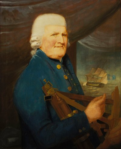 Portret van een koopvaardijkapitein door Robert (attr.to) Willoughby