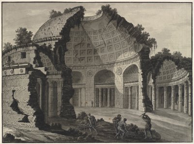 Architectonische fantasie van de ruïnes van een antieke rotonde door Robert Adam