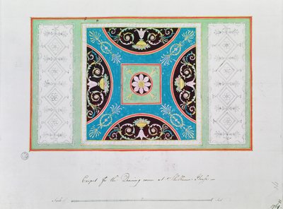 Tapijtdesign voor de salon, Shelburne House door Robert Adam