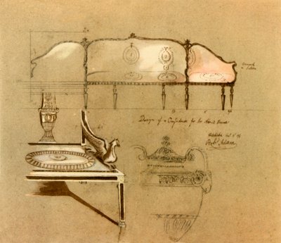 Ontwerp voor een sofa door Robert Adam