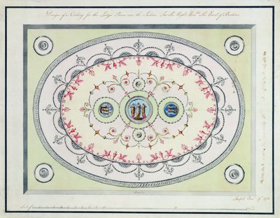 Ontwerp voor het plafond in de Dameskamer, Headfort House, 1772 door Robert Adam