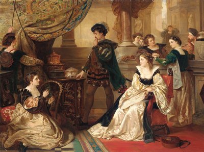 De drie kistjes, uit De Koopman van Venetië, Act III, Scene II door Robert Alexander Hillingford