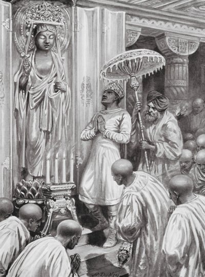 Kanishka inaugureert Mahayana (Noordelijke) Boeddhisme, AD 100 door Robert Ambrose Dudley