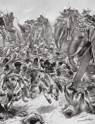De Nederlaag van de Ephthalieten, of Witte Hunnen, AD 528 door Robert Ambrose Dudley