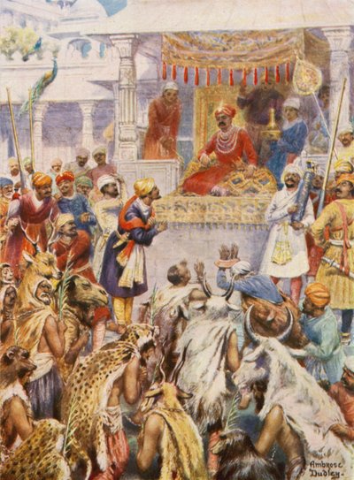De Khan Jahan toont Akbar zijn Koninklijke Gevangenen door Robert Ambrose Dudley