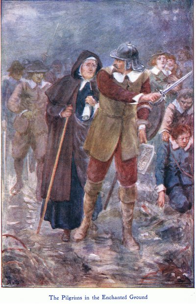 De pelgrims in het betoverde land, uit De Pelgrimsreis gepubliceerd door John F Shaw & Co, c.1900 door Robert Ambrose Dudley