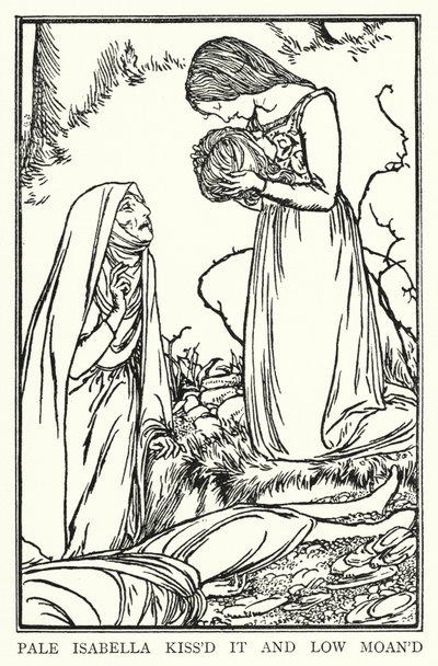 Illustratie voor Gedichten van John Keats: Isabella of De Pot van Basil door Robert Anning Bell