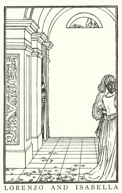Illustratie voor Gedichten van John Keats: Isabella of De Pot met Basilicum door Robert Anning Bell