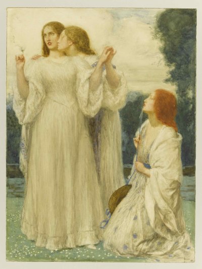 Het orakel: drie jonge vrouwen in een park, 1897 door Robert Anning Bell