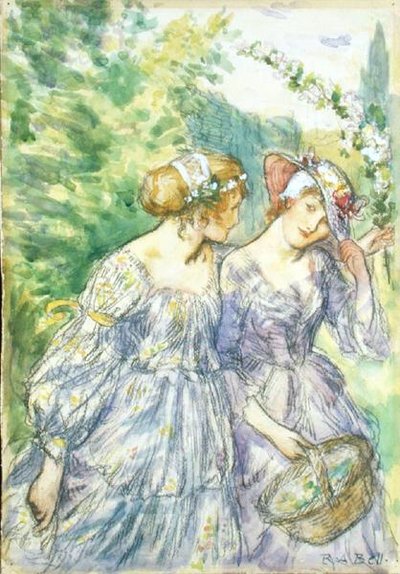 Zie waar mijn liefde gaat bloeien met lieve dame Flora door Robert Anning Bell