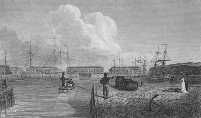 Londense dokken, Wapping door Robert Blemell (after) Schnebbelie