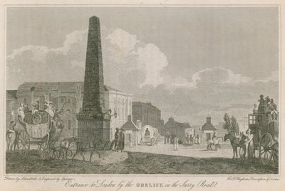 Toegang tot Londen bij de obelisk in de Surrey Road door Robert Blemell Schnebbelie