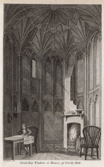 Grote erker of nis van Crosby Hall door Robert Blemell Schnebbelie