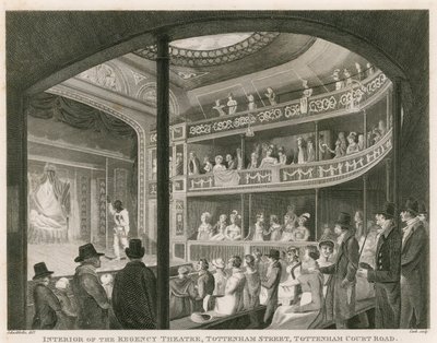 Interieur van het Regency Theatre, Tottenham Street, Tottenham Court Road, Londen door Robert Blemell Schnebbelie