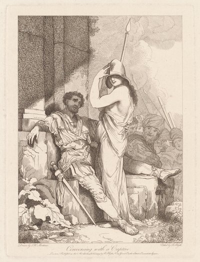 Gesprek met een gevangene door Robert Blyth, after John Hamilton Mortimer
