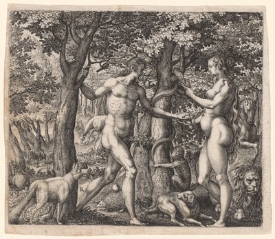 Adam en Eva, late 1500s door Robert Boissard