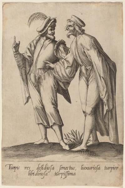 Turpis res desidiosa senectus... door Robert Boissard after Jean Jacques Boissard