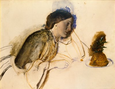 Het Kerstdiner van de arme actrice, ca. 1860 door Robert Braithwaite Martineau