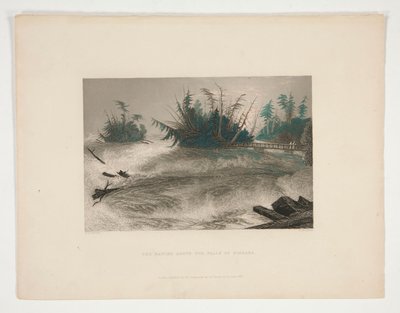 De stroomversnellingen boven de watervallen van Niagara, illustratie voor Nathaniel Parker Willis door Robert Brandard