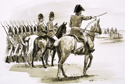 Arthur Wellesley aan het hoofd van het 23e regiment bij Mysore door Robert Brook