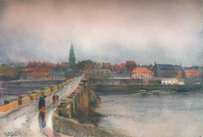 Een natte dag, Oude Berwick Brug, ca. 1877-1906, 1906 door Robert Buchan Nisbet