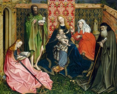 Madonna met kind en heiligen in een hortus conclusus. Circa 1440/60 door Robert Campin