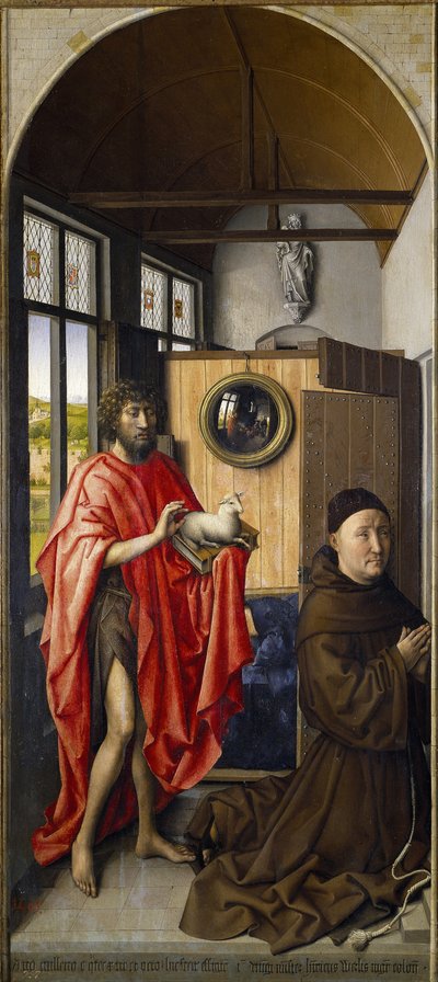 Sint Johannes de Doper en de Franciscaan Heinrich von Werl, 1437 door Robert Campin