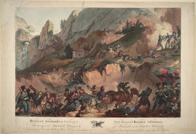 Russisch leger steekt de Duivelsbrug over in 1799, 1804 door Robert Carr Porter