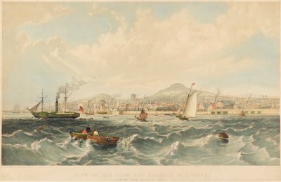 Uitzicht op de Stad en Haven van Dundee, ca. 1850 door Robert Carrick