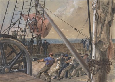 Het uitbrengen van een van de grote boeien voor de lancering, 2 augustus 1865 door Robert Charles Dudley