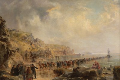 Aanlanding van het Atlantische kabeluiteinde, 1866 door Robert Charles Dudley