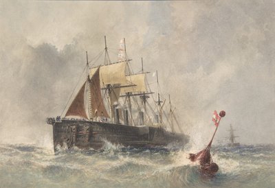Het Uitwerpen van de Boei vanaf de Boeg van de Great Eastern op 8 augustus 1865, 1865-66 door Robert Charles Dudley
