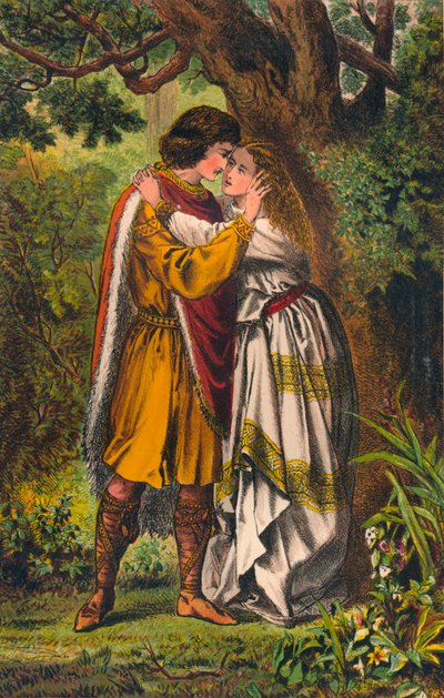 Posthumus. Mijn koningin! Mijn meesteres! O dame, huil niet meer. Cymbeline: Act I, Scene I, ca. 1875 door Robert Charles Dudley