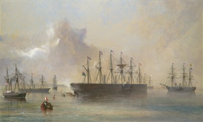 De Atlantische Telegraafkabelvloot Verzameld bij Berehaven Zuidwestkust van Ierland, 1866 door Robert Charles Dudley