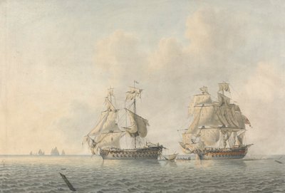 Een Engels oorlogsschip neemt bezit van een schip door Robert Cleveley