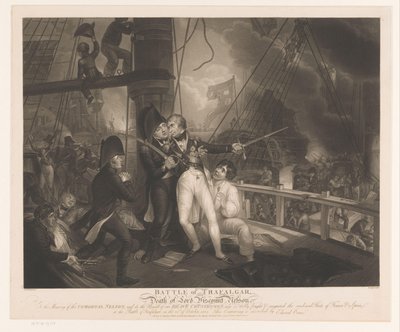 Slag bij Trafalgar met de dood van Horatio Nelson door Robert Cooper