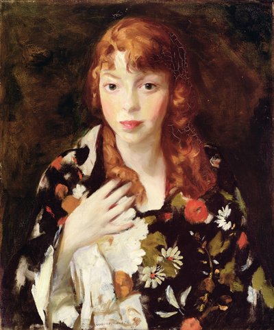 Edna Smith in een Japanse Omslagdoek, ca. 1915 door Robert Cozad Henri