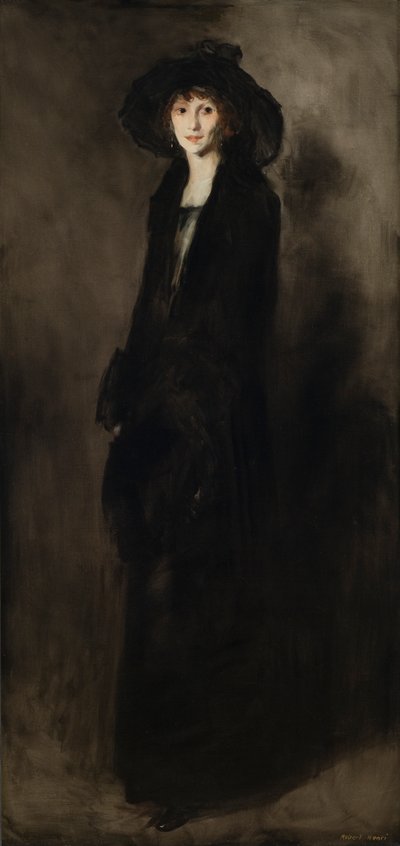 Dame in Zwart Fluweel (Portret van Eulabee Dix Becker) 1911 door Robert Cozad Henri