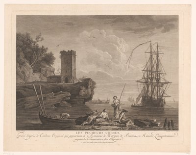 Zeezicht met vissers door Robert Daudet (II) (attributed to)