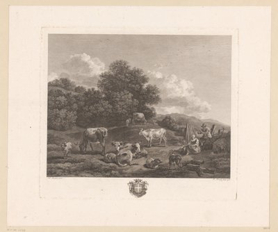Landschap met herders en vee door Robert Daudet (II)