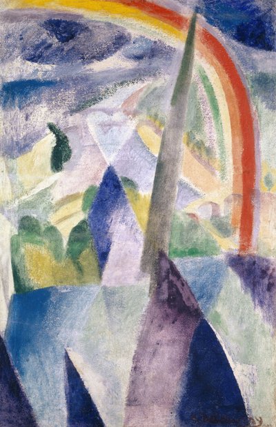 De torenspits van de Notre-Dame, uitzicht op Parijs, Notre-Dame, 1909-1914 door Robert Delaunay