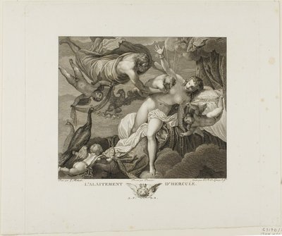 De zuigeling van Hercules, plaat twee uit La Galerie du Palais Royal, deel II door Robert Delaunay