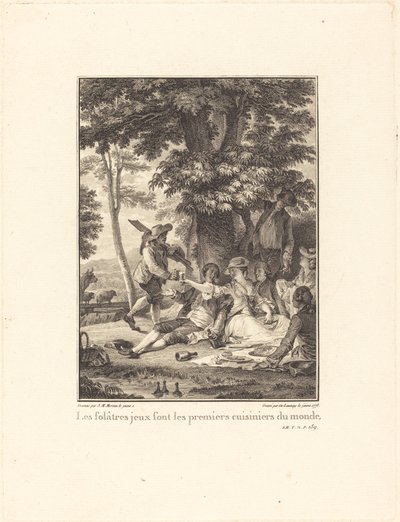 De speelse spellen zijn de eerste koks van de wereld door Robert Delaunay after Jean Michel Moreau