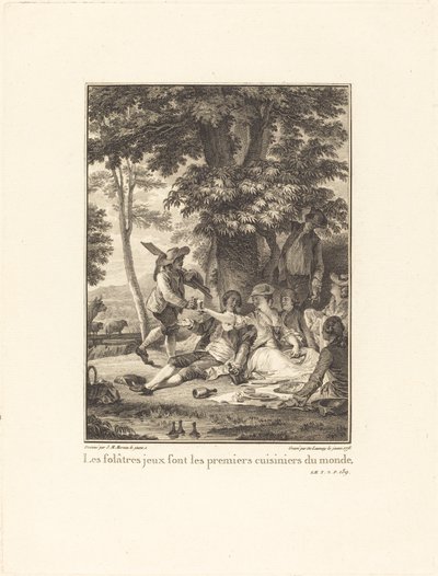 De speelse spellen zijn de eerste koks ter wereld door Robert Delaunay after Jean Michel Moreau