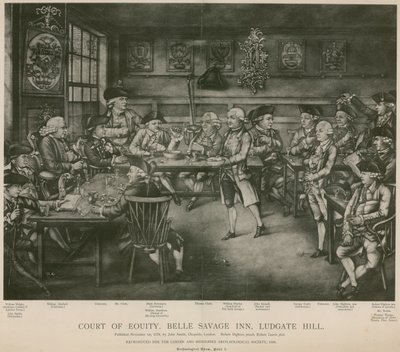Hof van Gelijkheid, Belle Savage Inn, Ludgate Hill, Londen door Robert Dighton