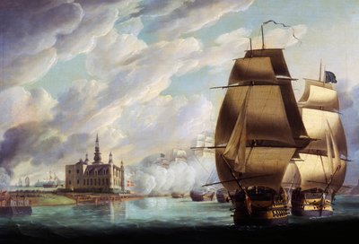 Nelson dwingt de doorgang van de Sound, 30 maart 1801, voorafgaand aan de Slag bij Kopenhagen, door R. Dodd door Robert Dodd